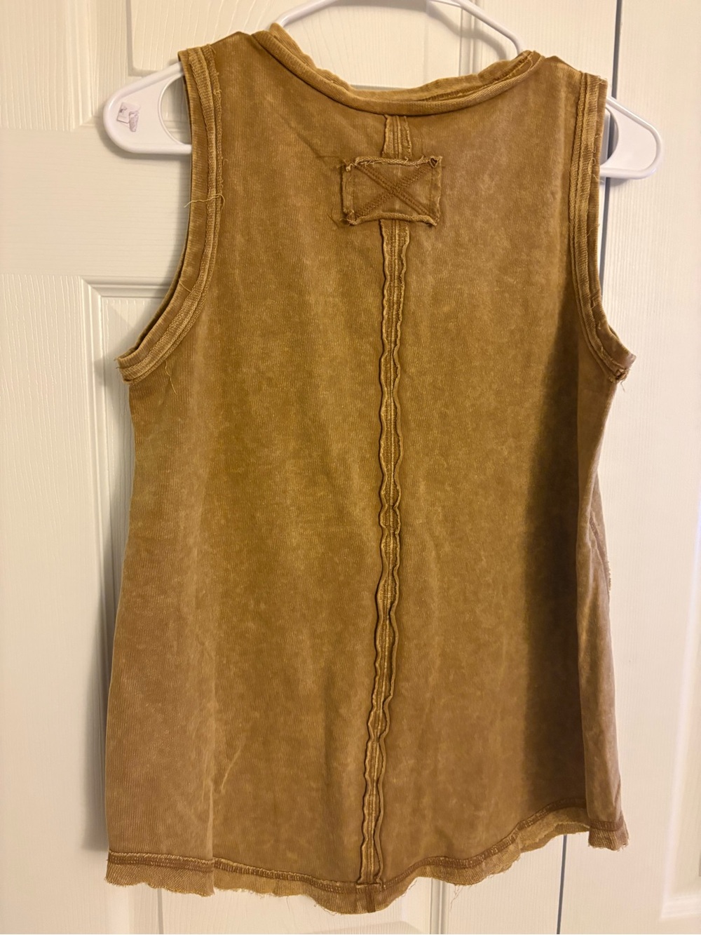 Zenana Outfitters Acid Washed Mustard Henley Tank Style TTW 5251Y New - Picture 2 of 5